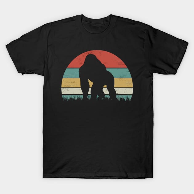 Silverback Gorilla Silhouette Distressed Vintage Graphic T-Shirt by VogueTime